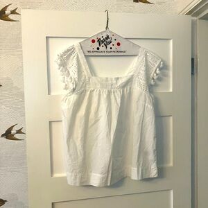 JCrew white sleeveless top with lace detail size 8